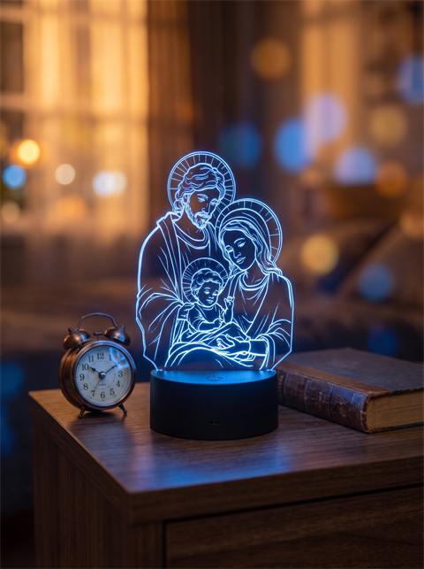 Luminária em acrílico com LED, em quarto